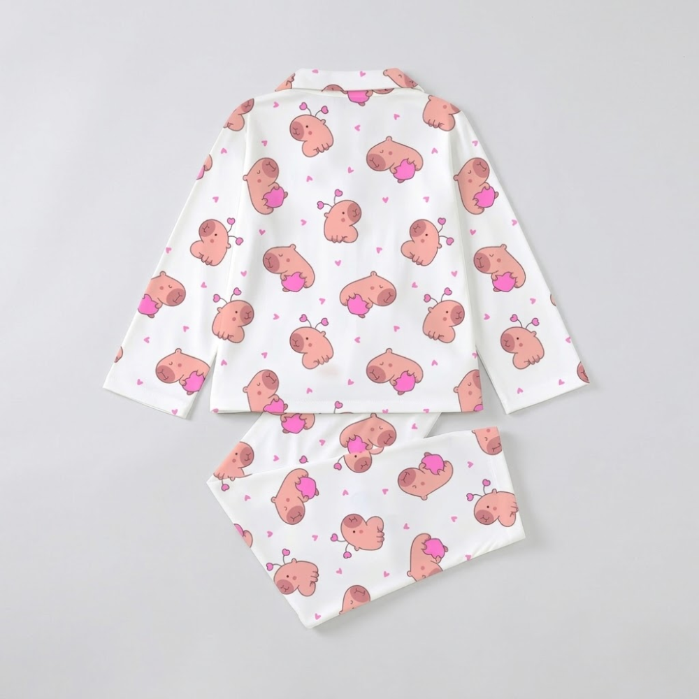 Two Piece Cartoon K Pop Printed Pajama Set For Kids