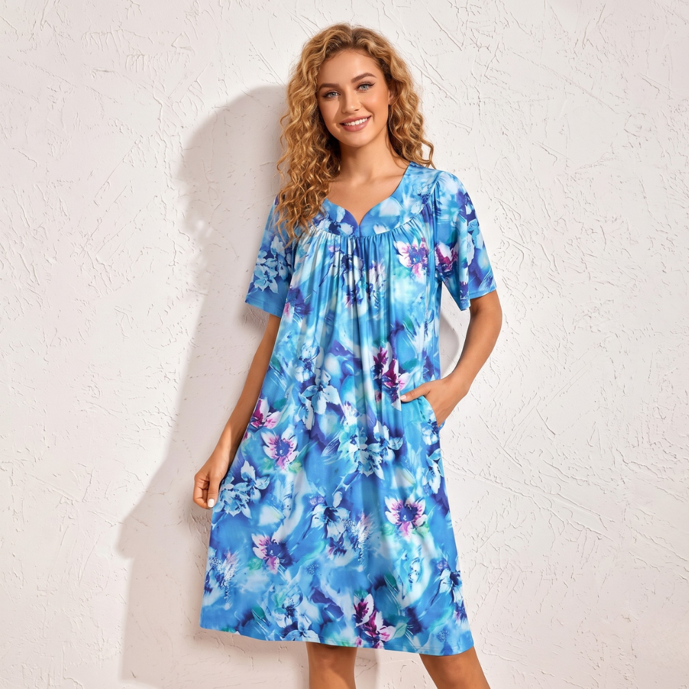 Pack Of 2 Women Short Sleeve With Pockets Casual Lounge Dress