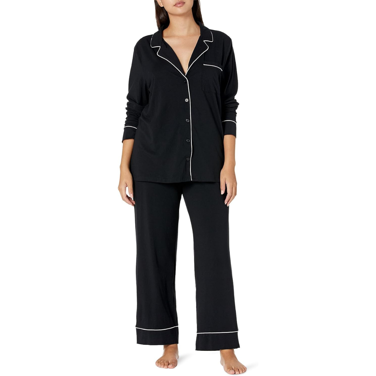 Long Sleeve Modal Pajama Set With Full Length Bottom Loungewear For Women