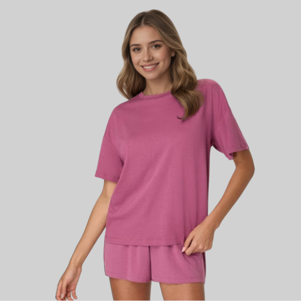 2 Piece Lounge Set With Supersoft Boxy T Shirt And Shorts