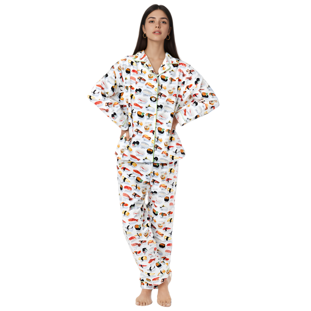 Vintage Christmas Flannel Pajama Set For Women