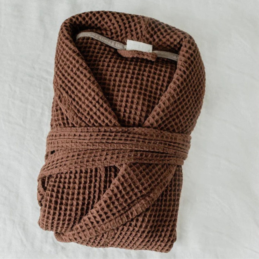 Long Sleeve Waffle Knit Robe For Women