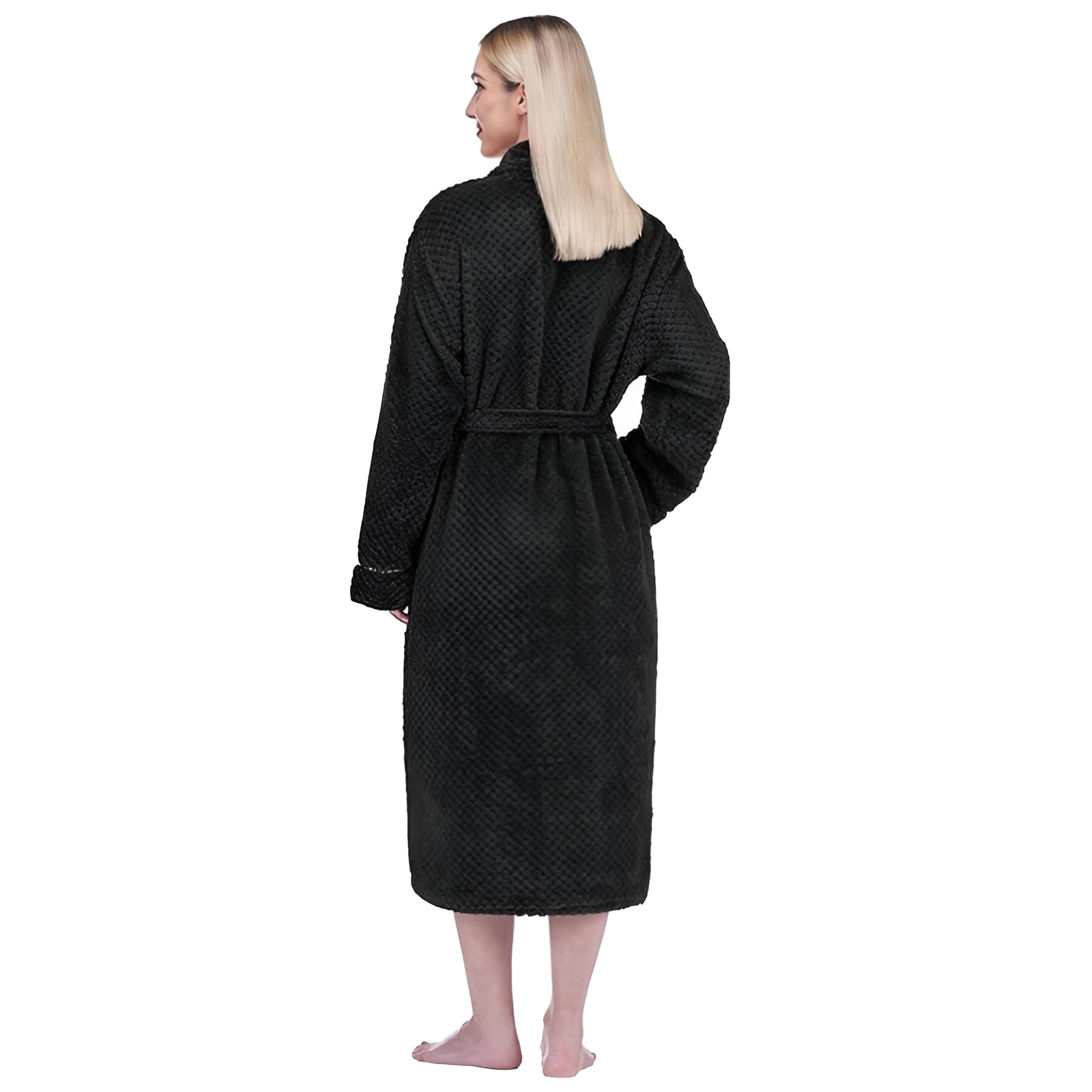 Plush Textured Design Fleece Long Bathrobe For Women