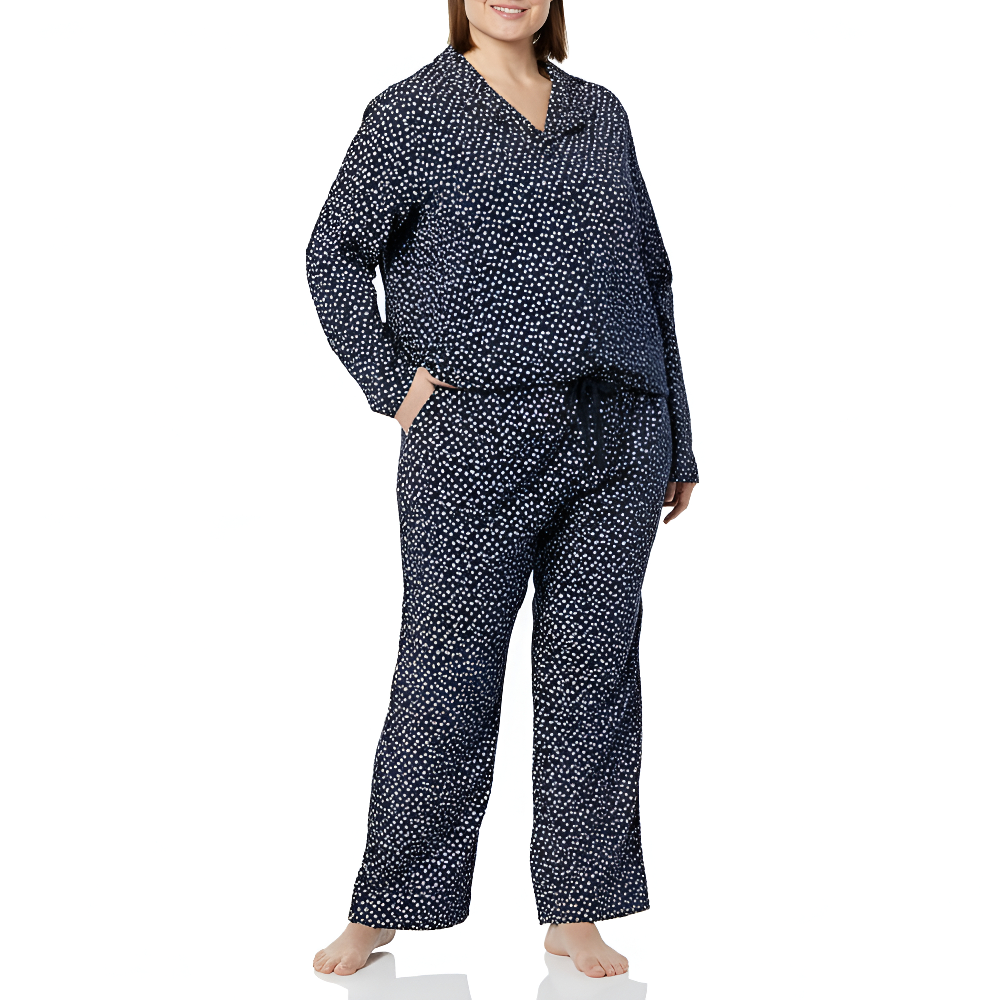 2 Piece Classic Flannel Button Down Pajama Set With Pants