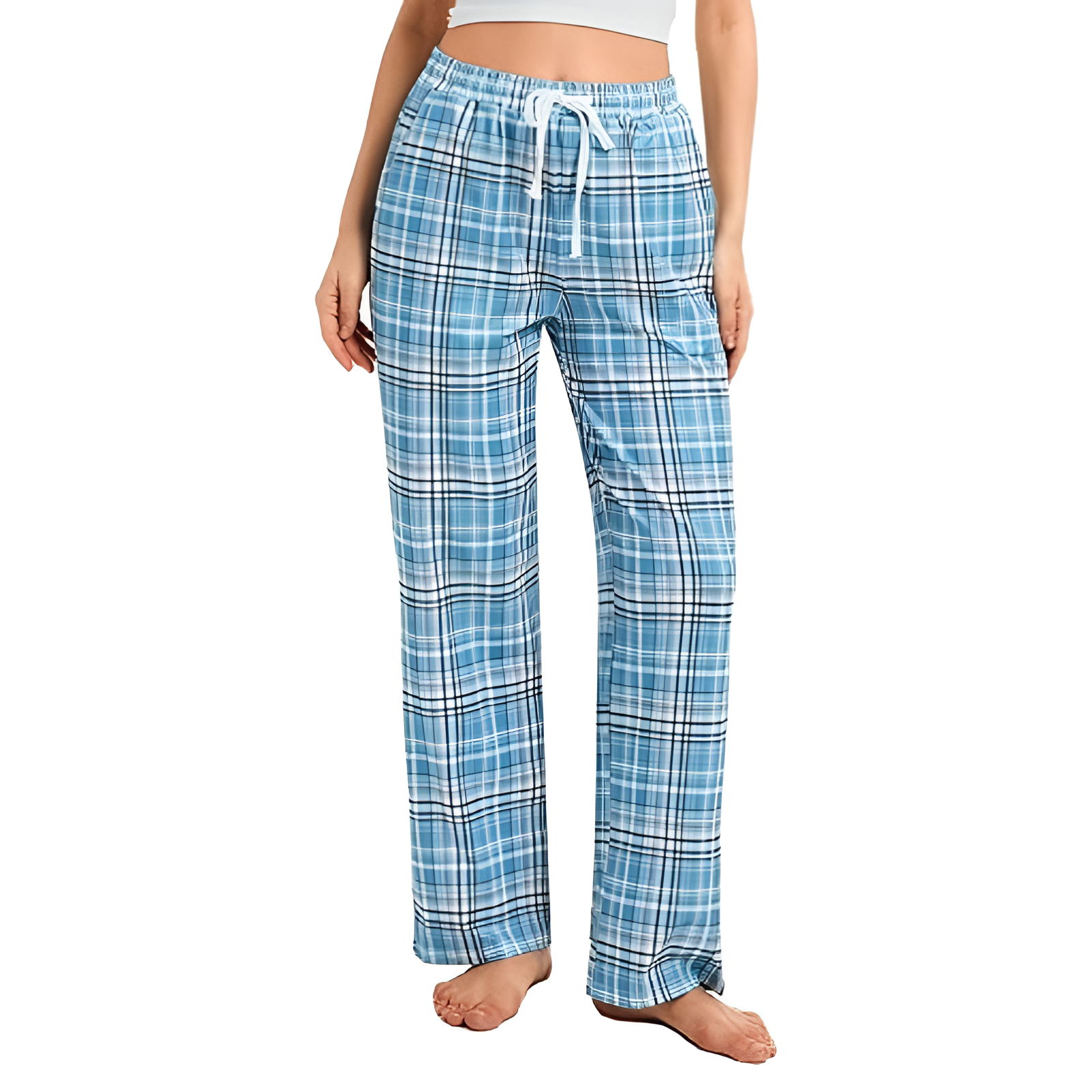 Plaid Sleep Pajama Pants With Pockets For Women