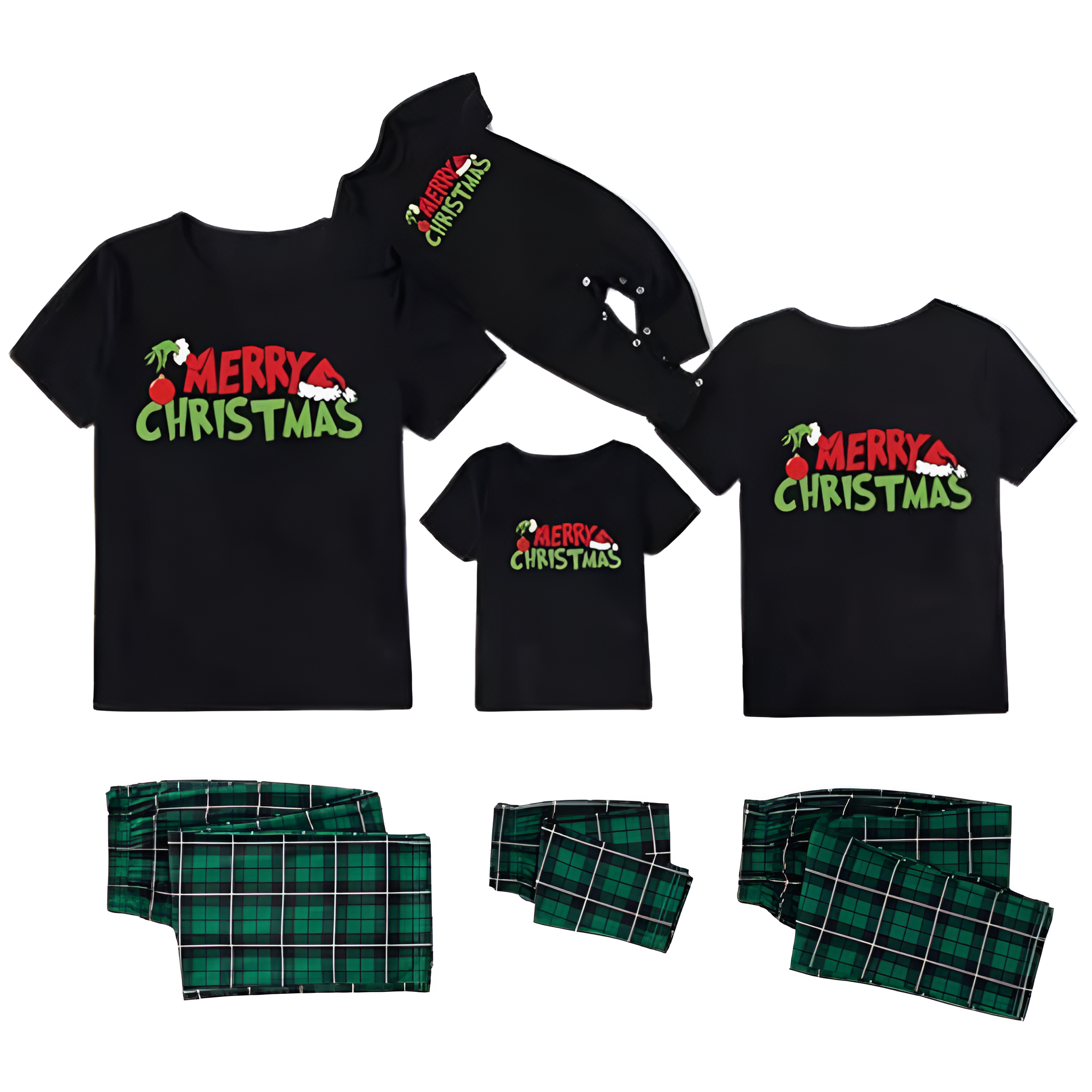 Matching Family Christmas Pajama Set With Letter Print T Shirt