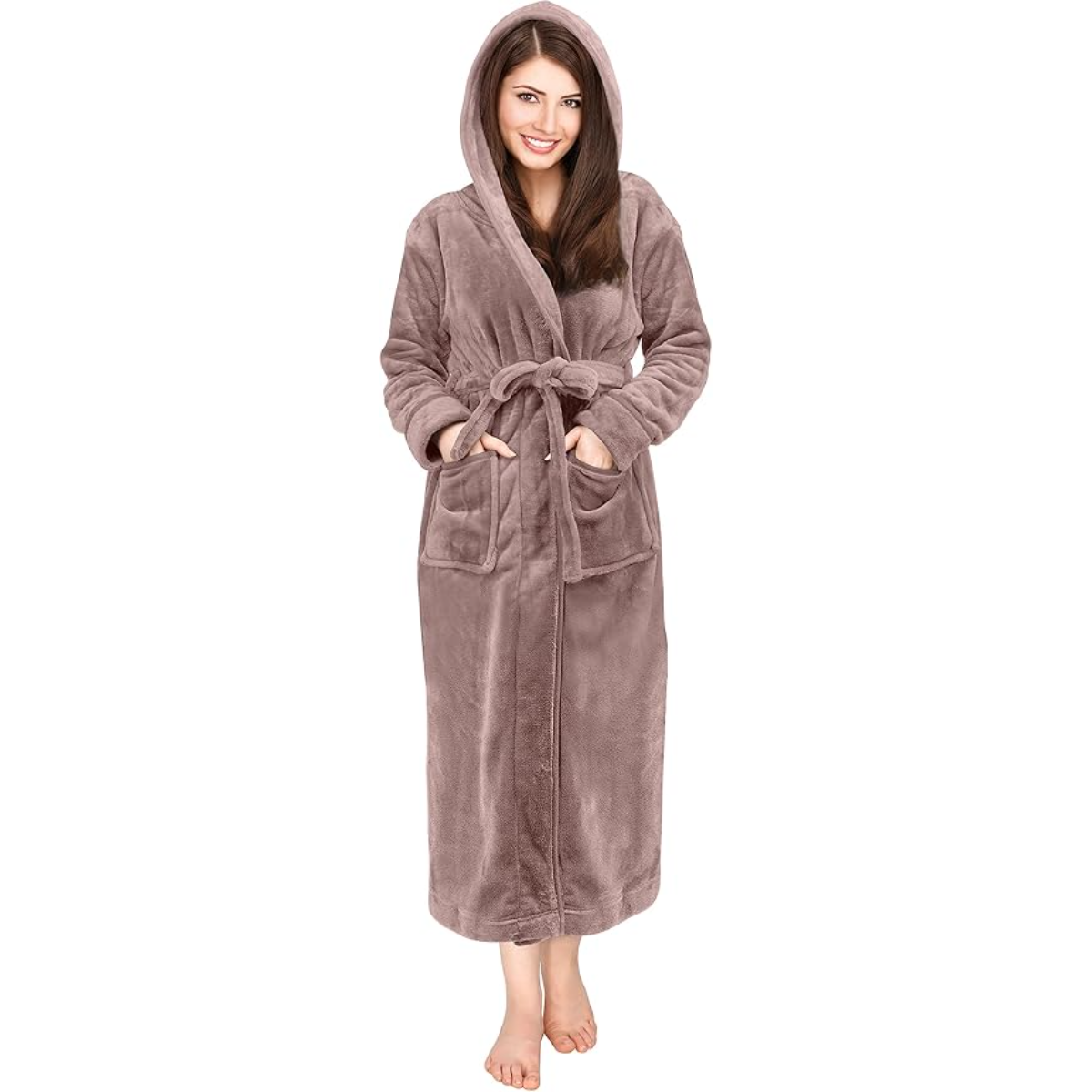 Fleece Hooded Plush Flannel Robe With Pockets-Original Pajamas