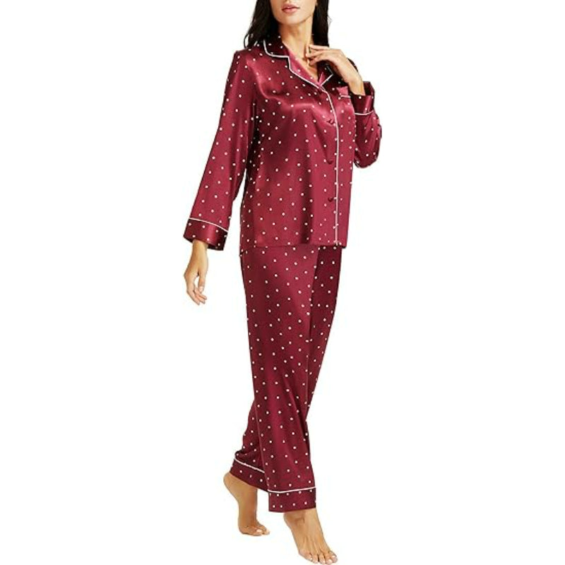 Versatile Patterned Satin Button Down Pajama Sets-Original PajamasVersatile Patterned Satin Button Down Pajama Sets - Image 5