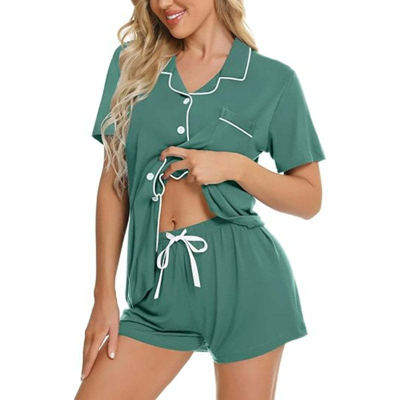 Short Sleeve Button Down Lounge Sets-Original Pajamas