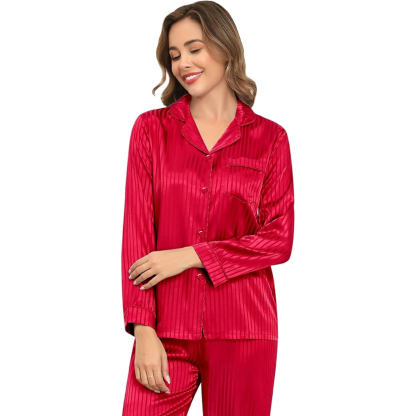 Striped Satin Pajama Set-Original Pajamas