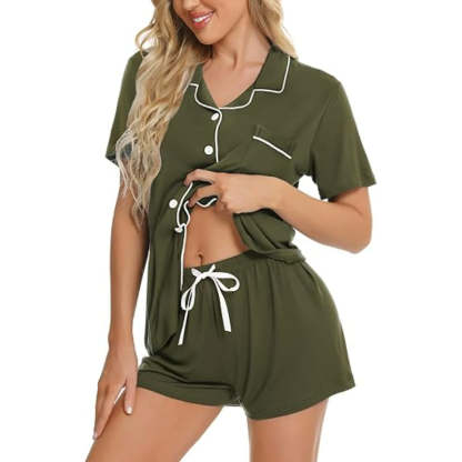 Short Sleeve Button Down Lounge Sets-Original Pajamas