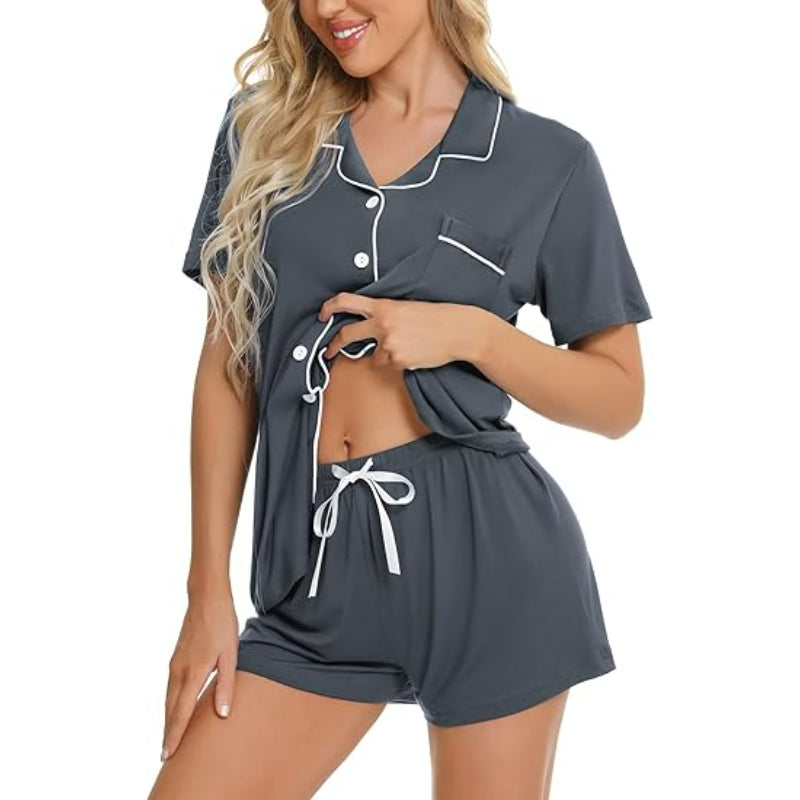 Short Sleeve Button Down Lounge Sets-Original Pajamas