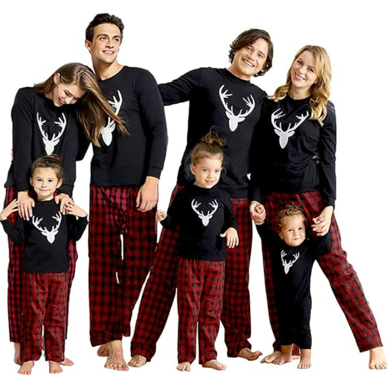 Reindeer Printed Christmas Themed Family Matching Sleepwear-Original Pajamas