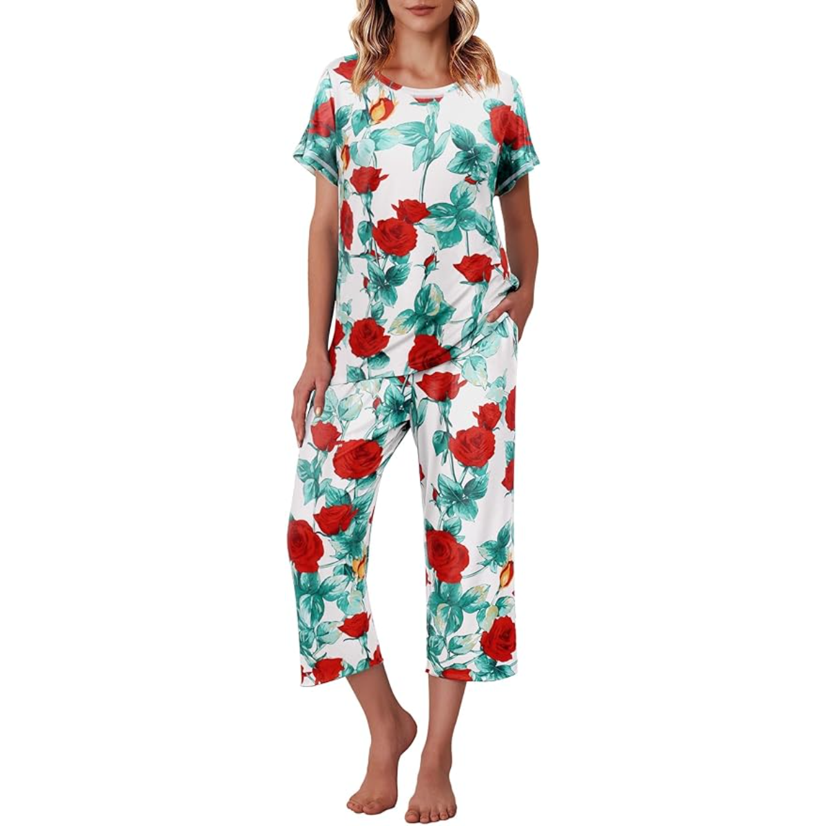 Floral Printed Capri Pajama Sets-Original Pajamas