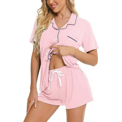 Short Sleeve Button Down Lounge Sets-Original Pajamas