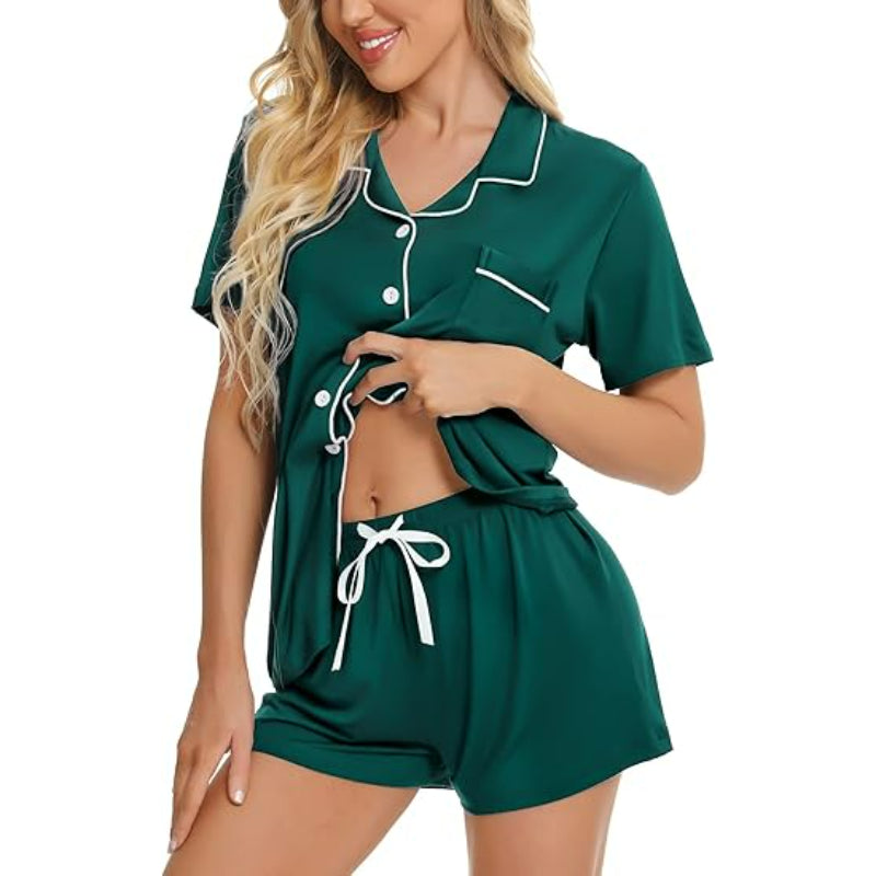 Short Sleeve Button Down Lounge Sets-Original Pajamas