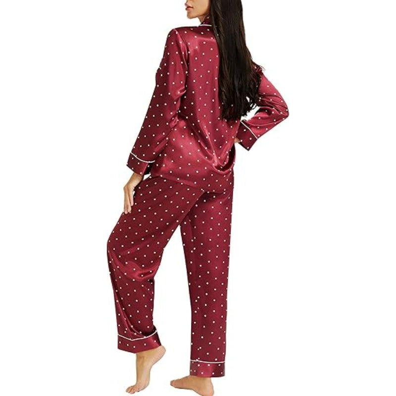 Versatile Patterned Satin Button Down Pajama Sets-Original Pajamas