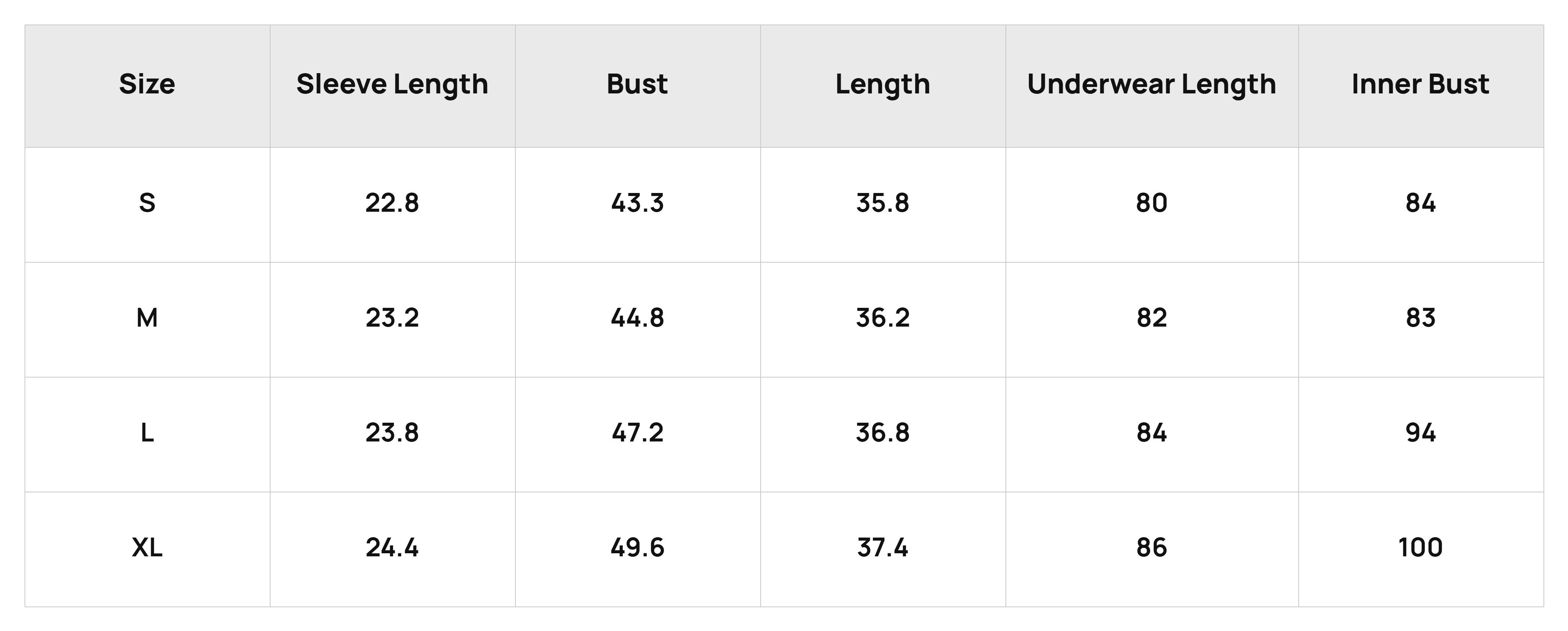 Size Chart
