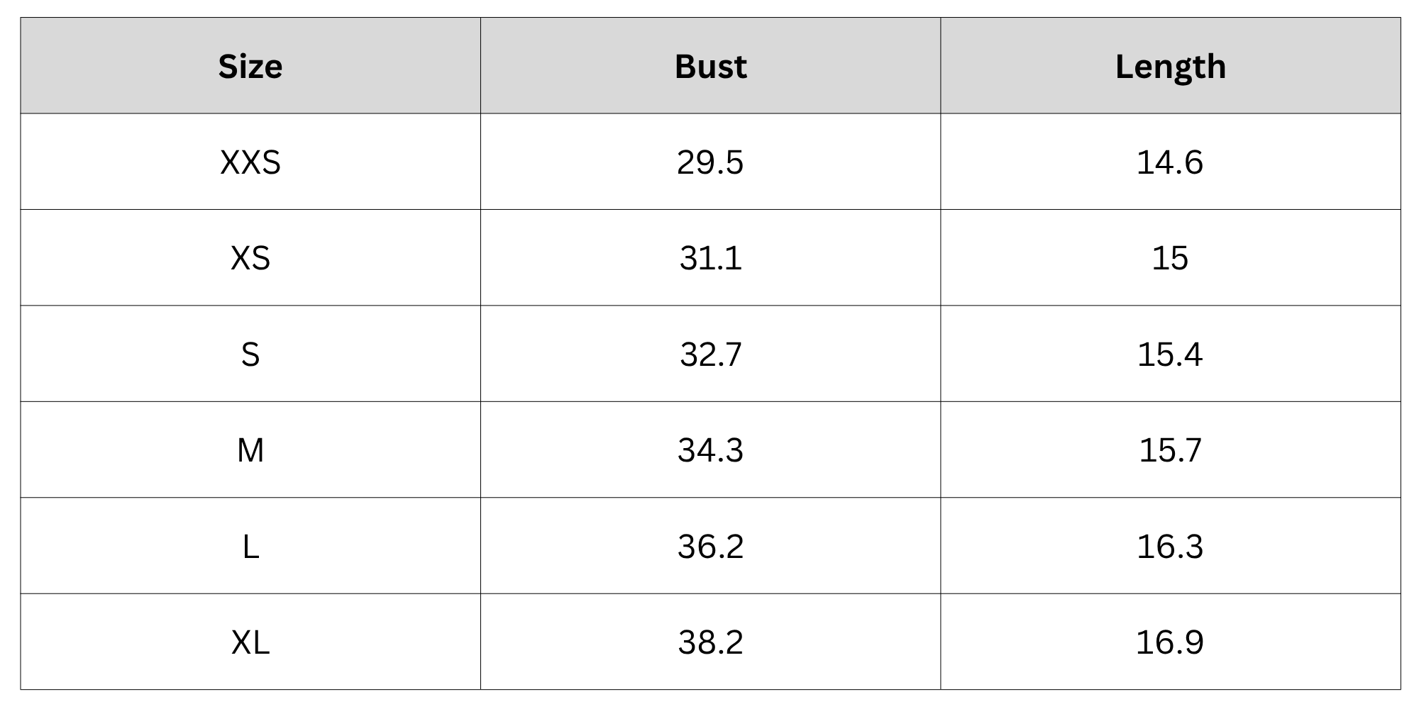Size Chart