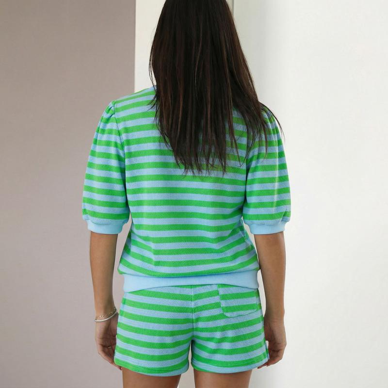Casual Striped Pattern Shorts And Top Set For Women