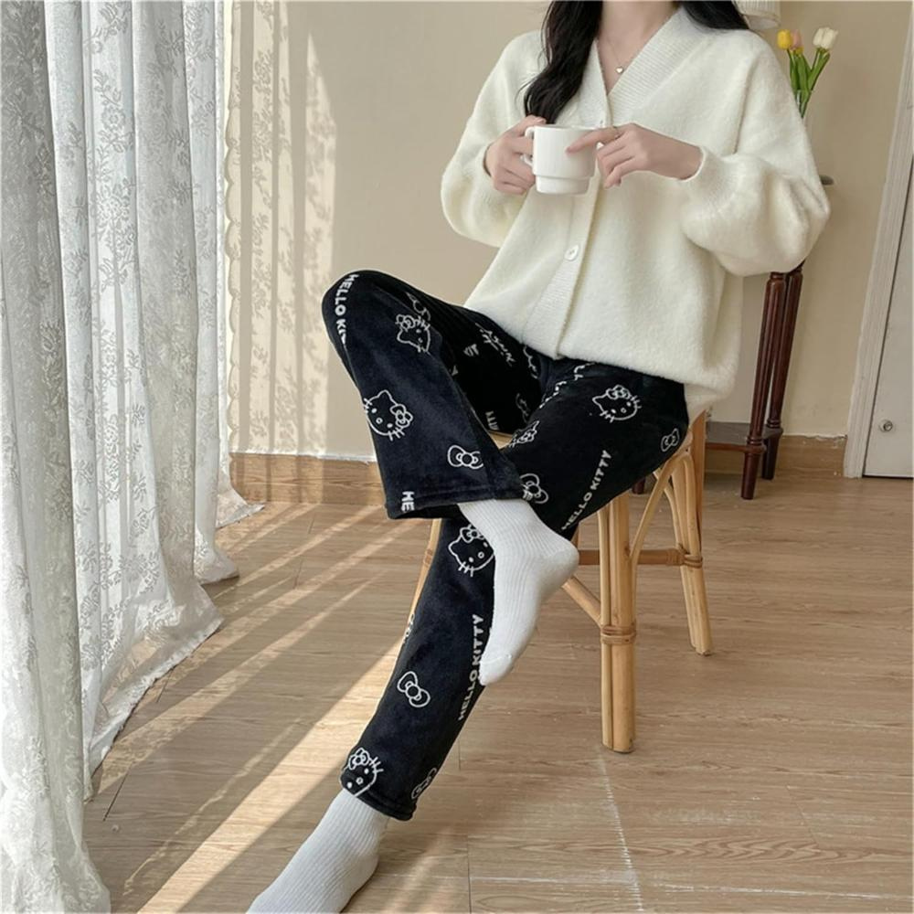 Cartoon Cat Print Pajama Pants