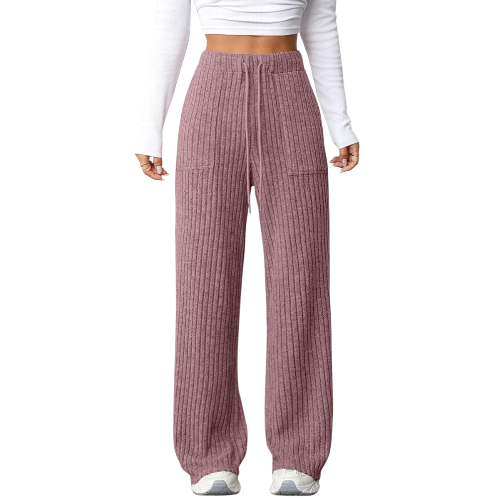 Ribbed Knit Lounge Pants With Pockets