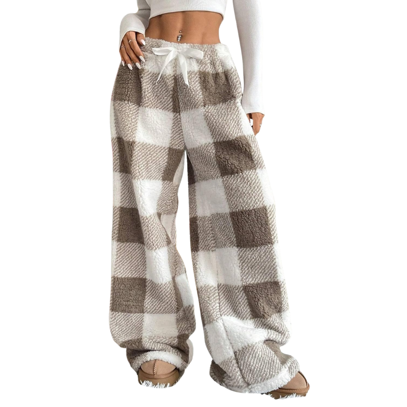 Fuzzy Plush Pajama Pants With Drawstring