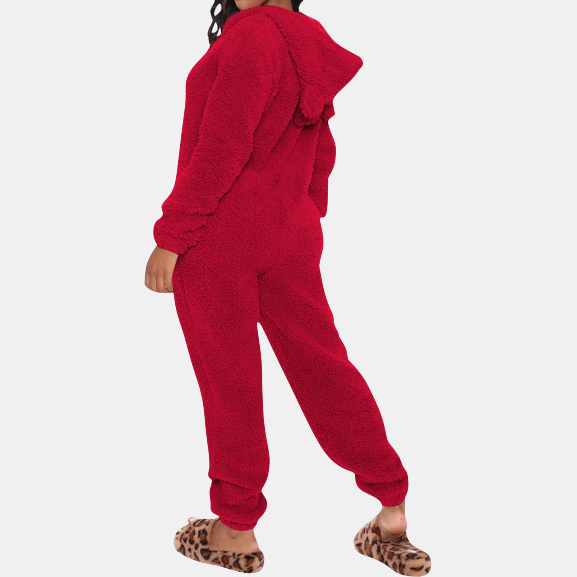 Plush Hooded Pajama Onesie For Women