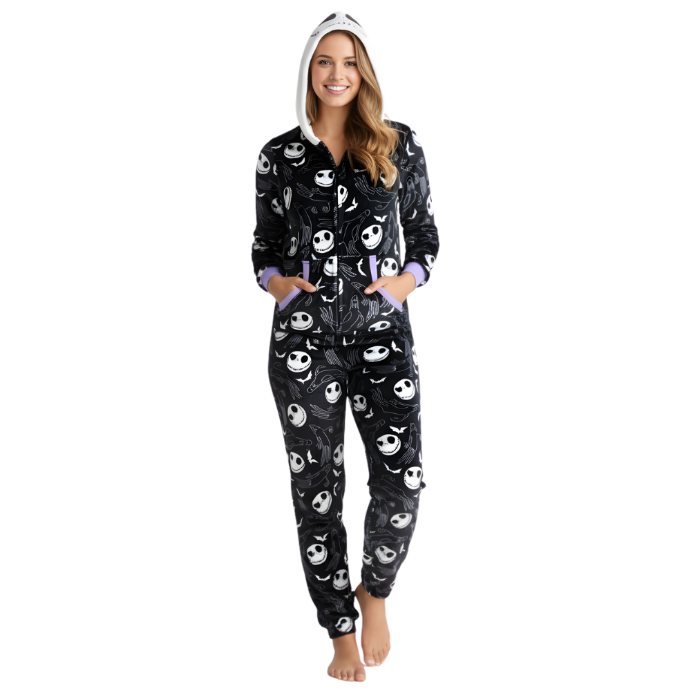 Graphic Union Suit With Character Print And Hood For Women