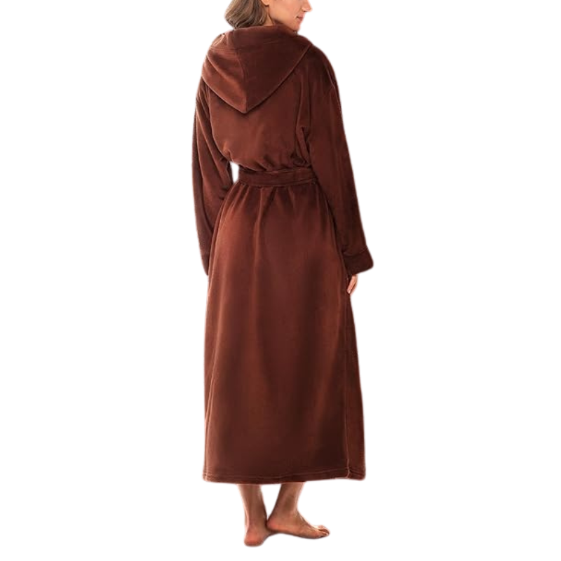 Plush Fleece Robe For Women Long Hooded Bathrobe With Hood Plus Size