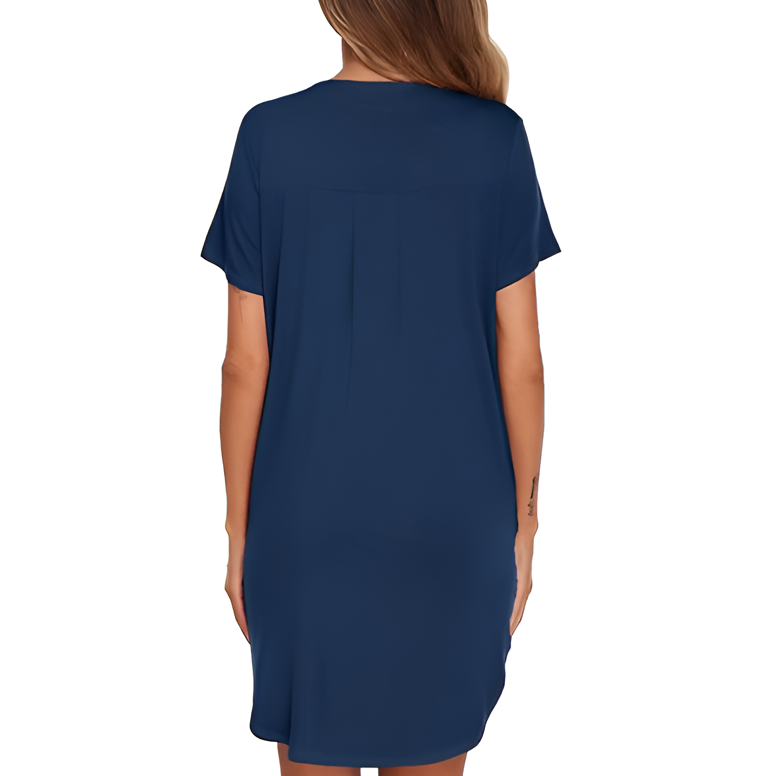 Button Down Nightgown With V Style Design For Women
