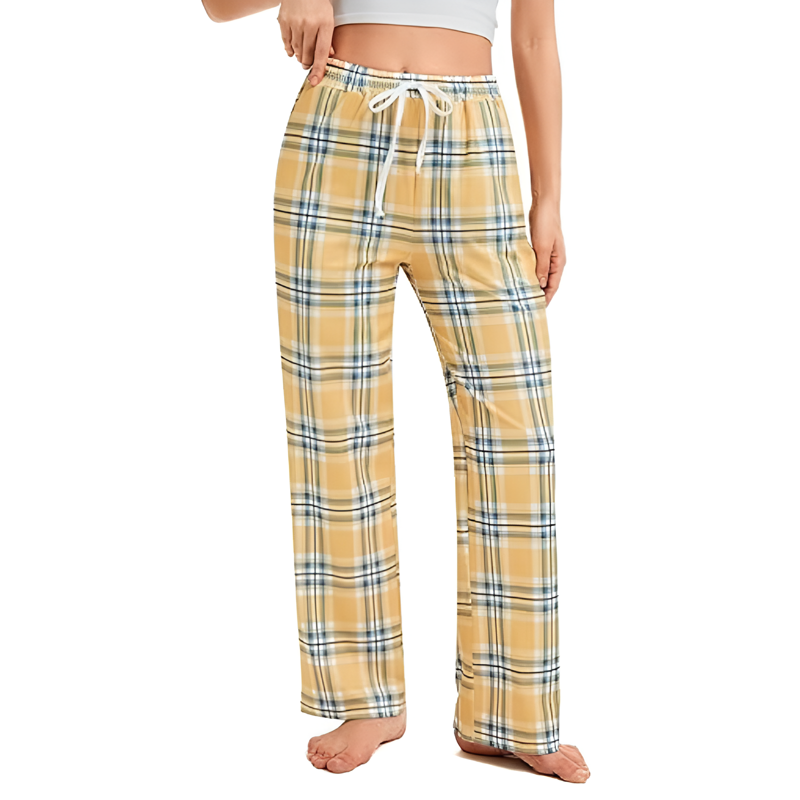 Plaid Sleep Pajama Pants With Pockets For Women