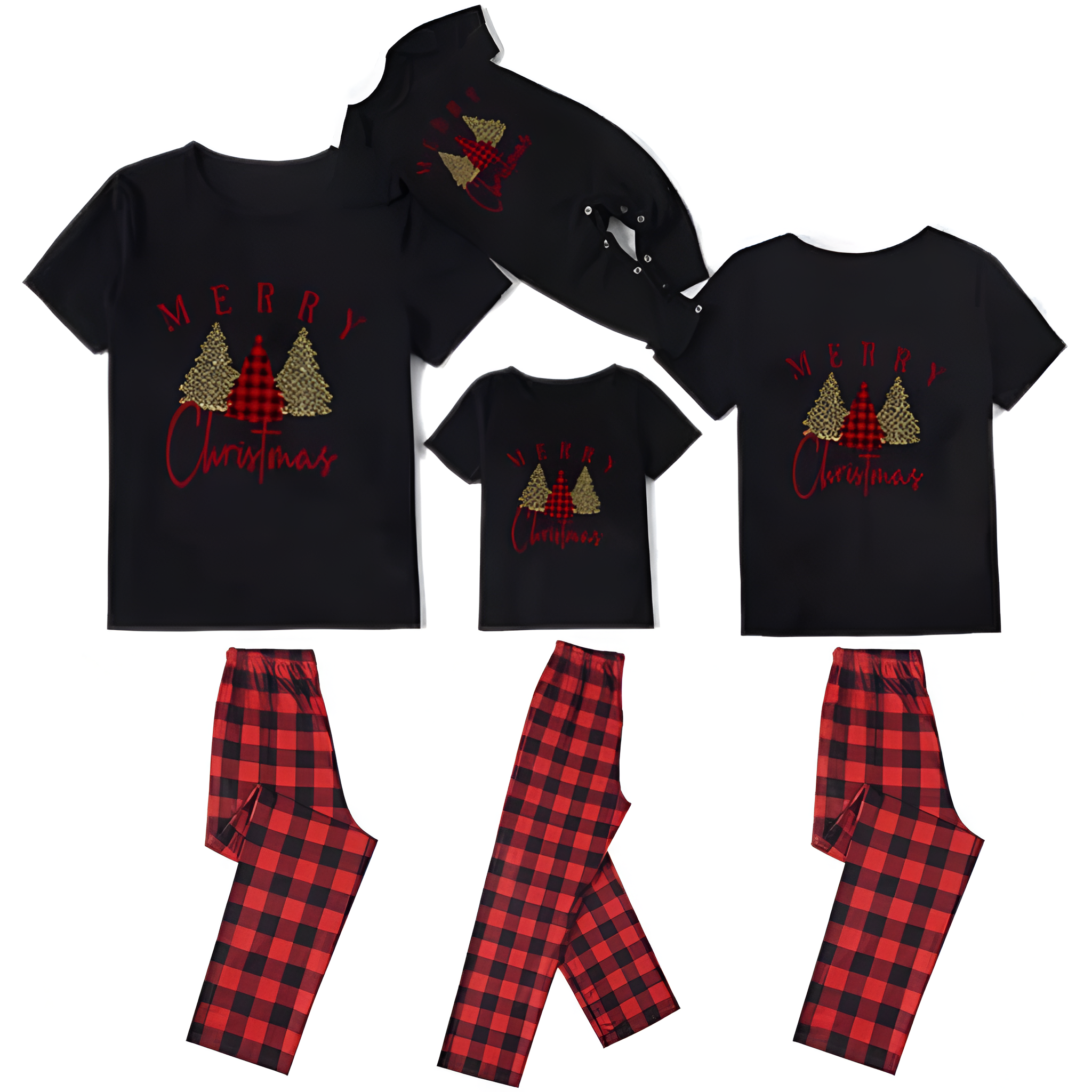 Matching Family Christmas Pajama Set With Letter Print T Shirt