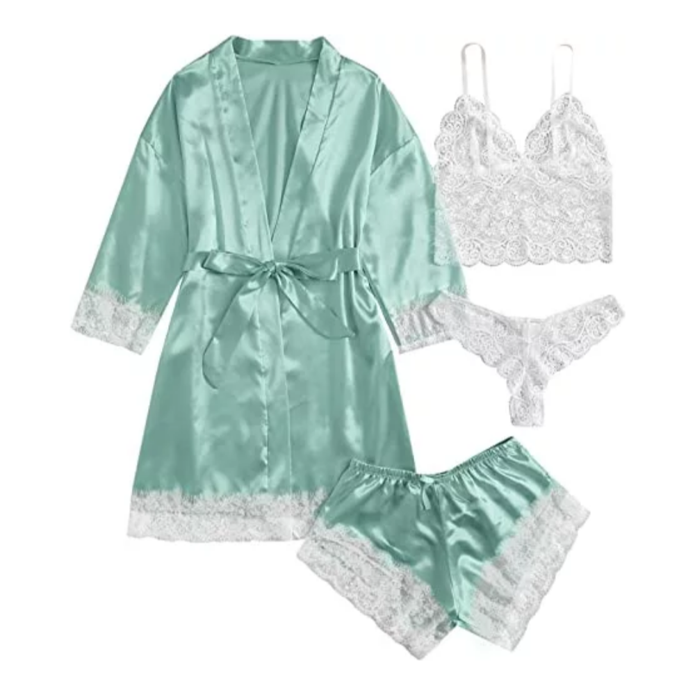 Women's Satin Floral Lingerie Pajama Set-Original Pajamas