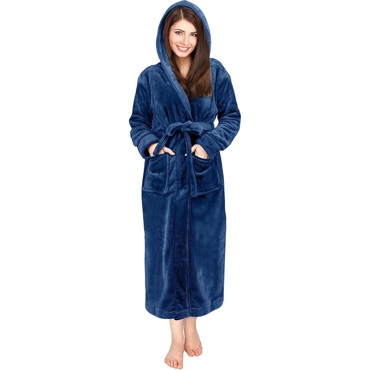 Fleece Hooded Plush Flannel Robe With Pockets-Original Pajamas