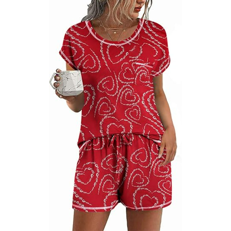 Short Sleeve Contrast Piping Pajama Set With Pocket-Original PajamasShort Sleeve Contrast Piping Pajama Set With Pocket - Image 4