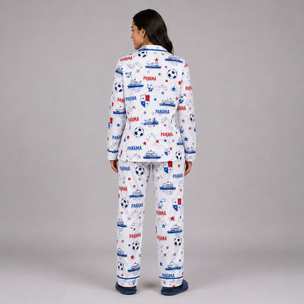 World Cup 2026 Panama Football Themed All Over Printed Matching Pajama Set