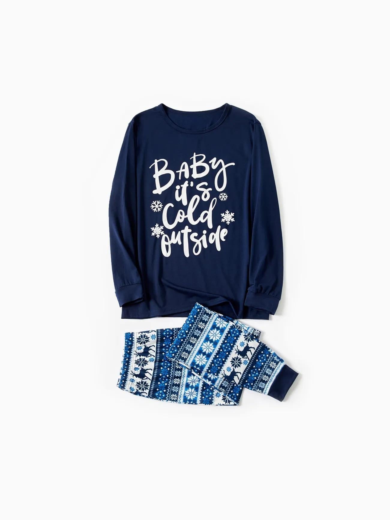 Mosaic Family Matching Letter Top Reindeer Pants Christmas Pajama Sets-Original Pajamas