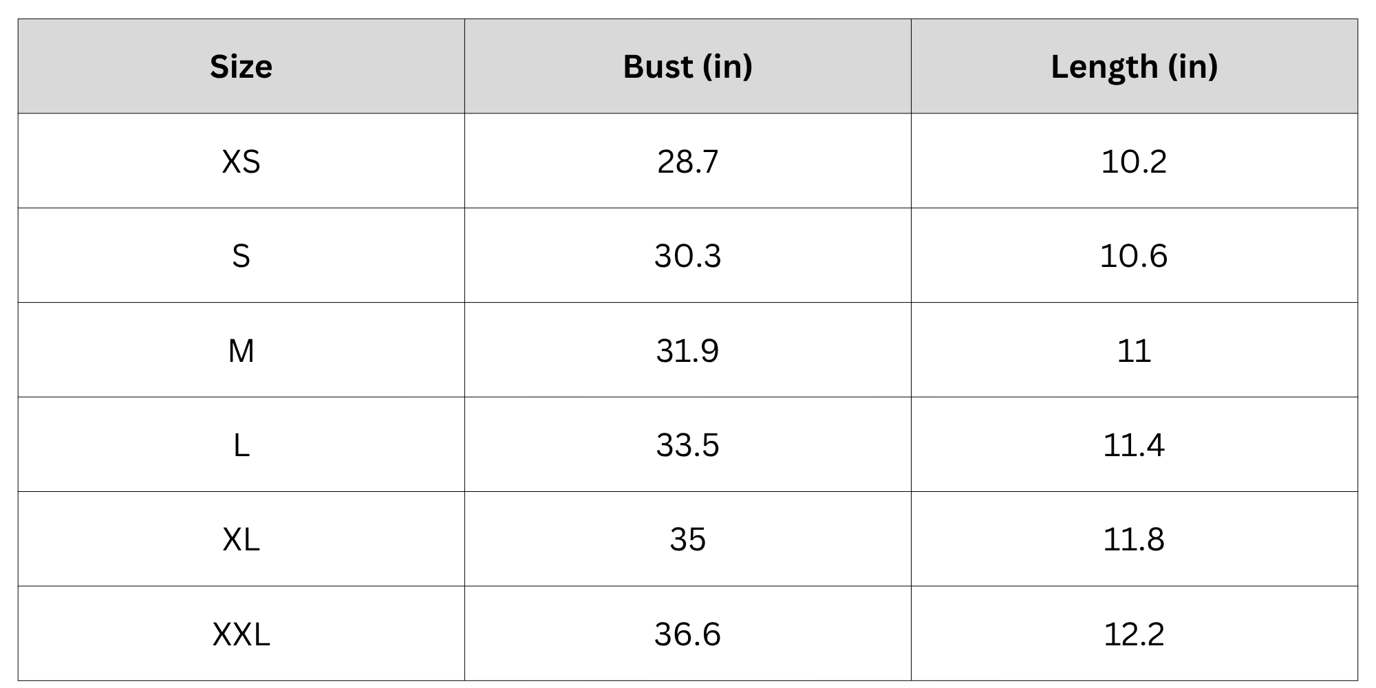 Size Chart