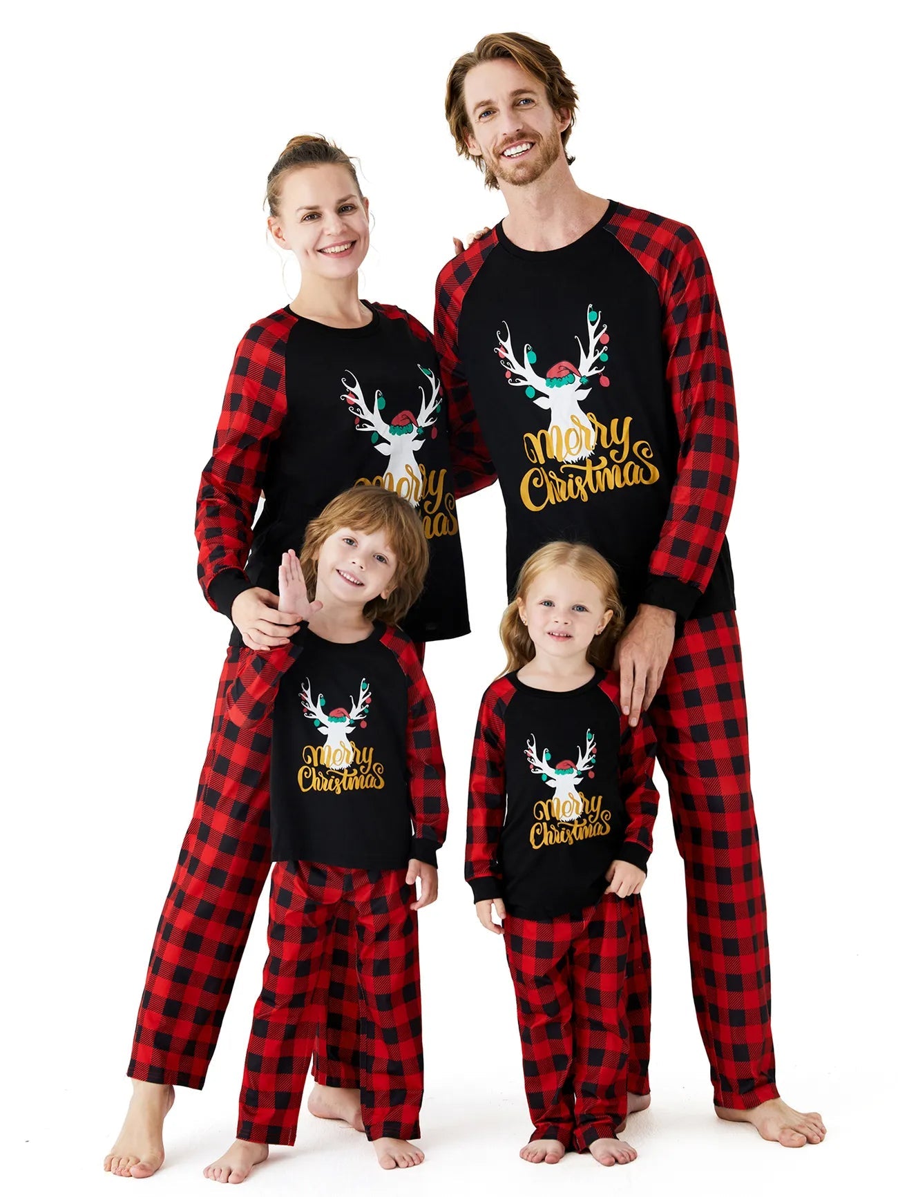 Merry Christmas And Plaid Printed Family Matching Pajama Set-Original Pajamas