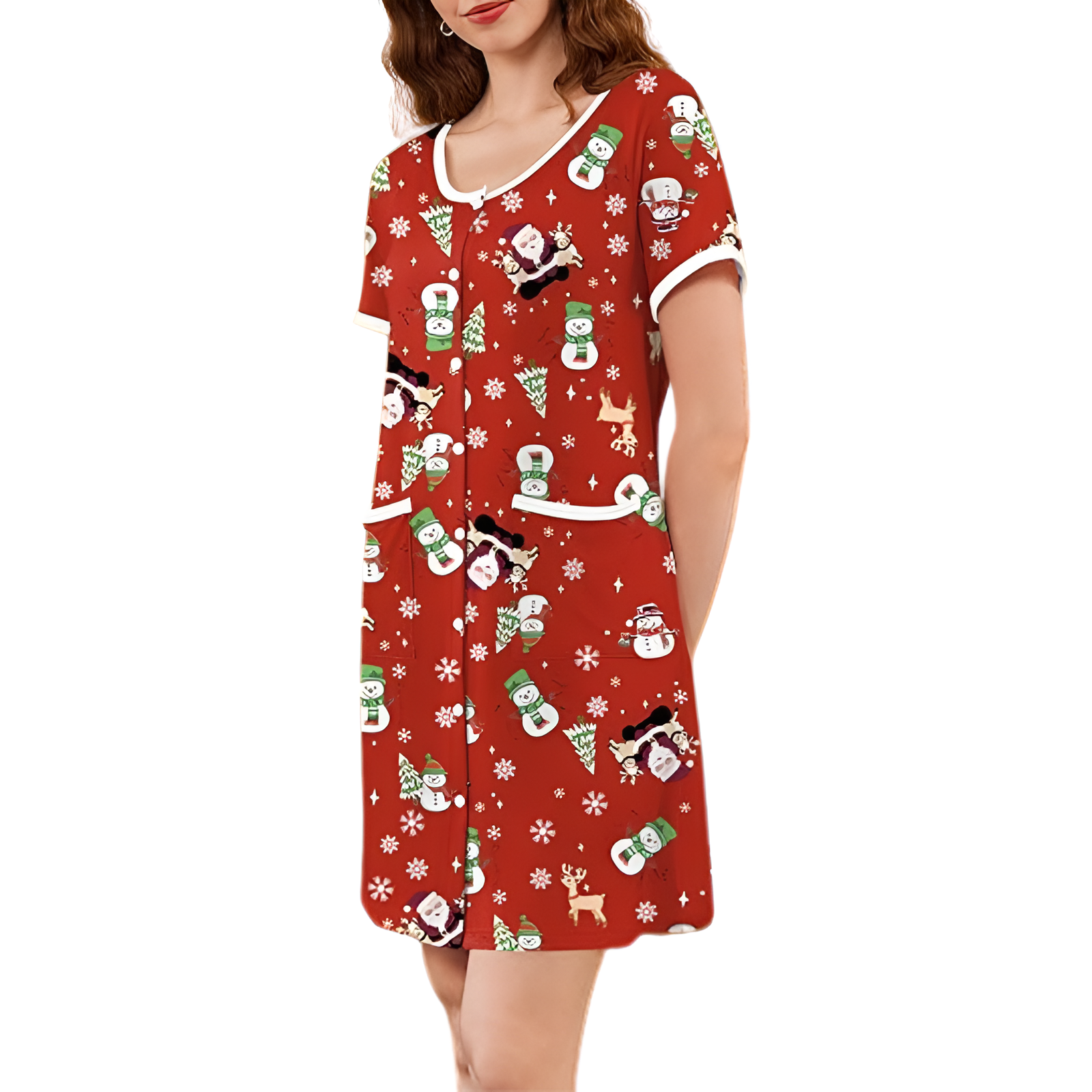 Pack Of 2 Casual Button Down Nightgown With Short Sleeve Sleepwear For Women