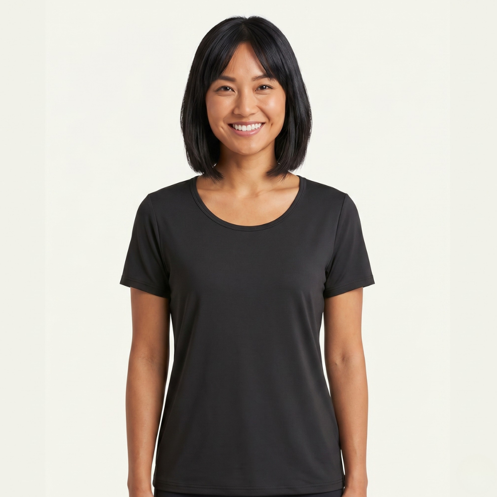 Women Round Style Solid Pajama Top