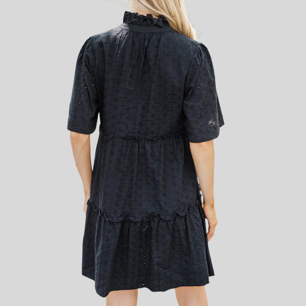 Bow Printed Embroidered Dress For Women