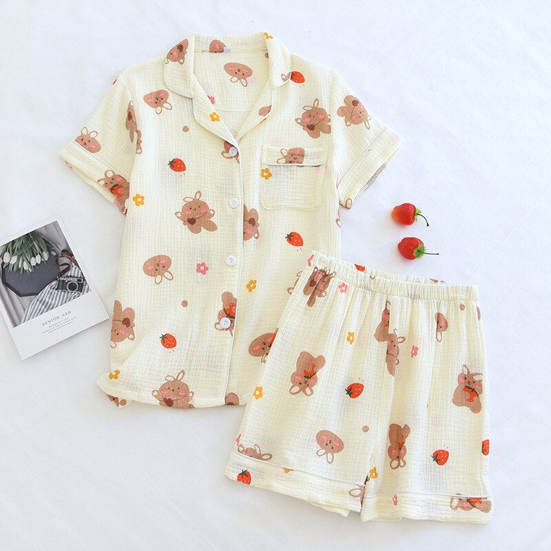 Women's Loose Japanese 2 Piece Pajama Set-Original Pajamas