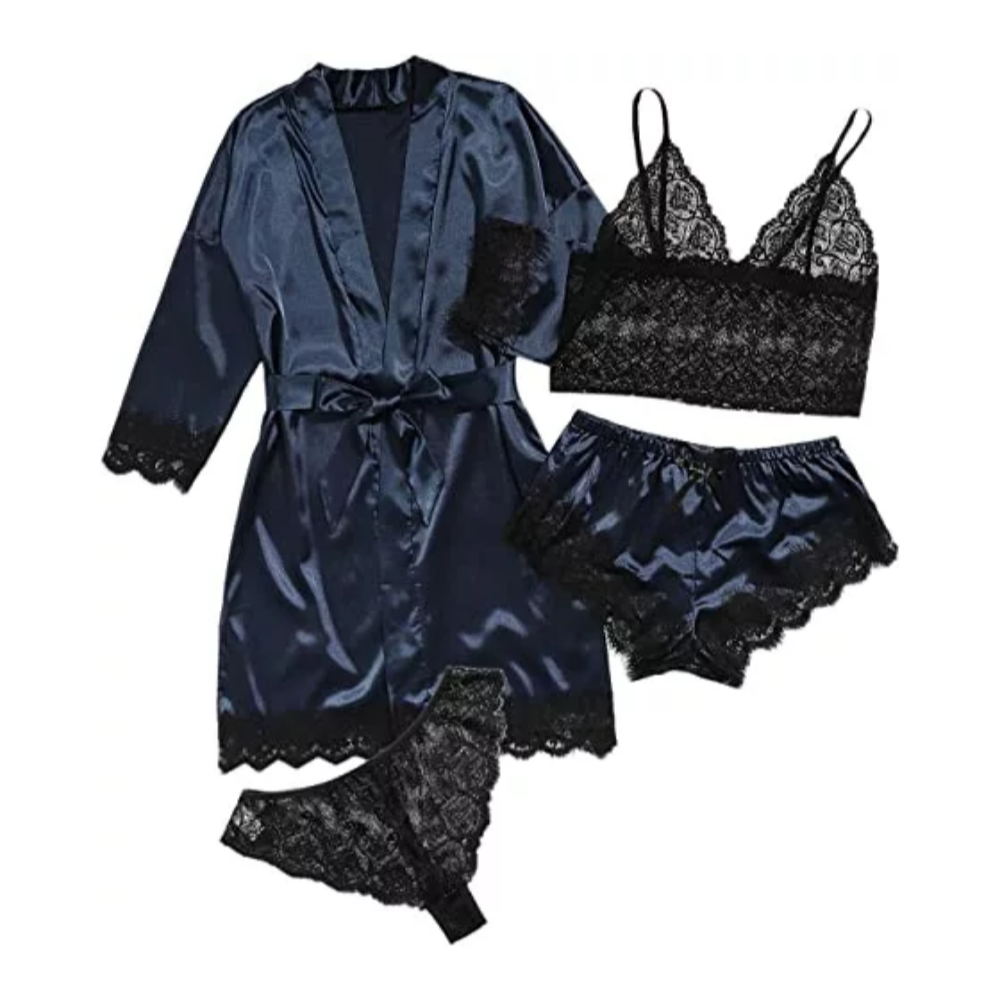 Women's Satin Floral Lingerie Pajama Set-Original Pajamas