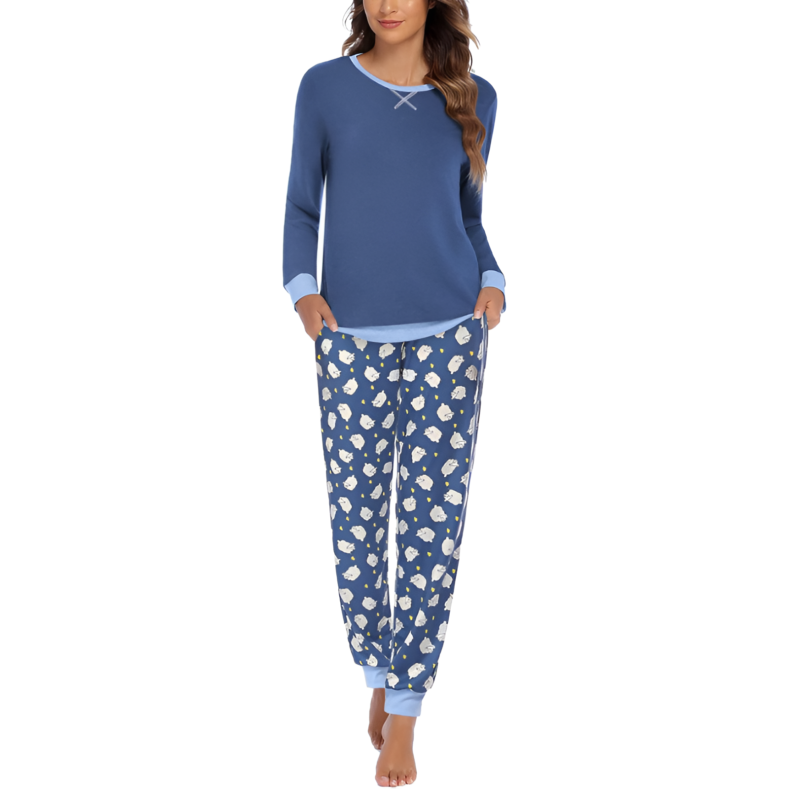 2 Piece Long Sleeve Top And Jogger Pants Lounge Pajama Set
