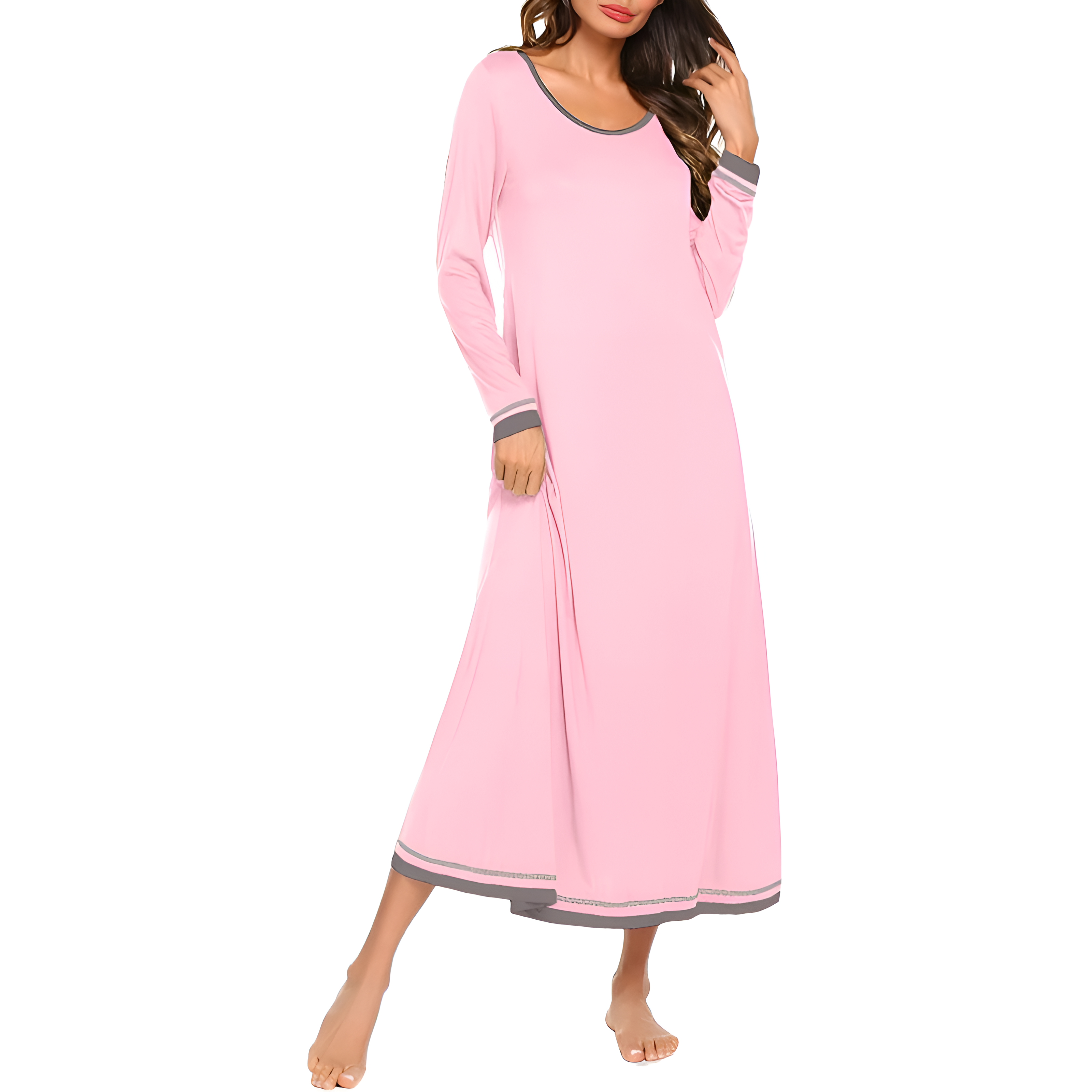 Full Length Nightgown With Long Sleeve Sleepwear For Women