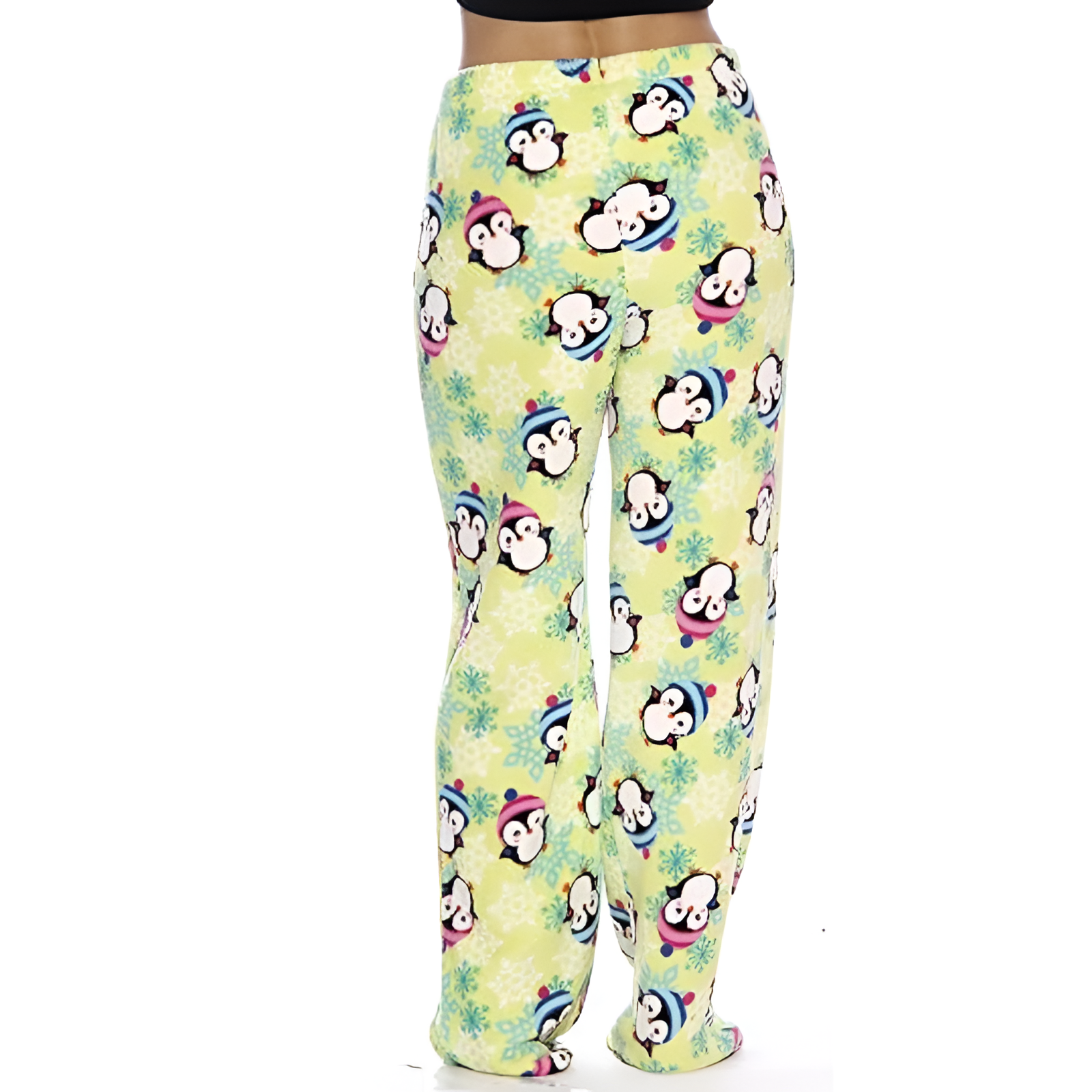 Plush Fleece Penguin Print Pajama Pants For Women