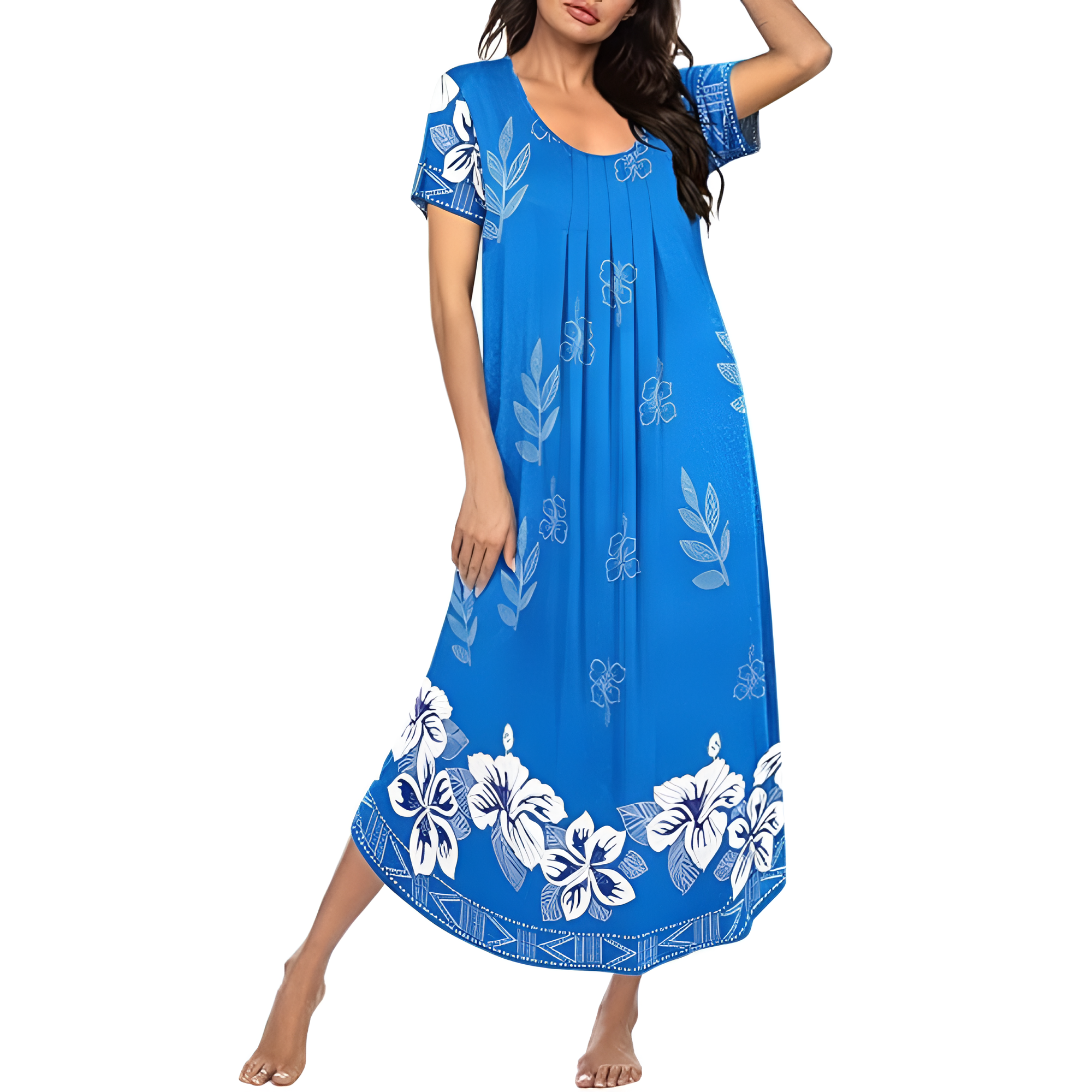 Long Sleepwear Dress For Women With Pleated Style