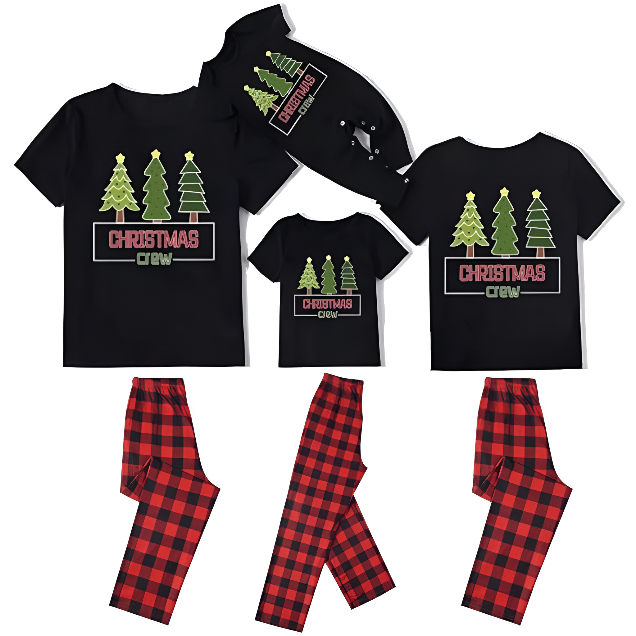 Matching Family Christmas Pajama Set With Letter Print T Shirt